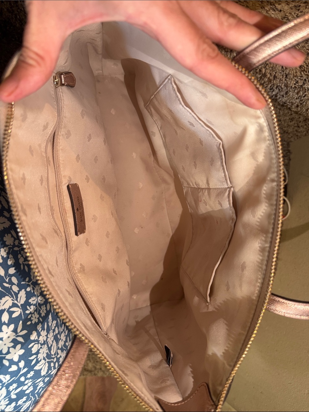kate spade Metallic Rose Gold Glitter Tote - Picture 5 of 14